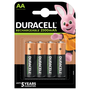 Duracell Rechargeable 4 Pack AA Batteries- 2500MAH