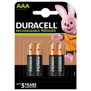 Duracell Rechargeable 4 Pack AAA Batteries 900MAH